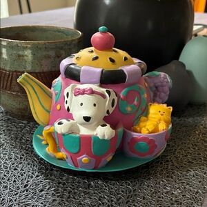 Playful Animal Tea Set with Pink and Yellow Accents